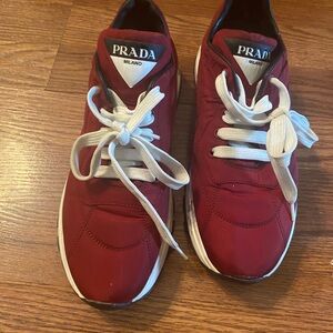 Prada Burgundy Sneakers with White Laces
